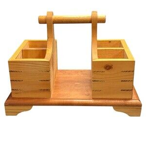 Hand Crafted Wooden Napkin Condiment or Desk Caddy Holder 12" x 8"